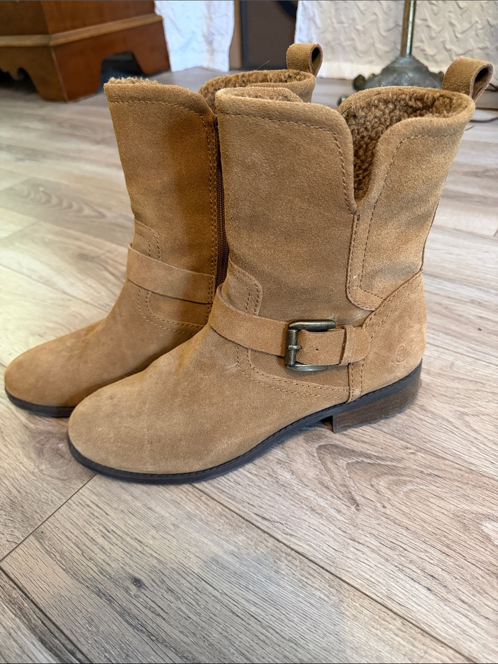 Women’s Tan Suede Easy Spirit Boots Faux Sherling Sz 10 Worn Once
